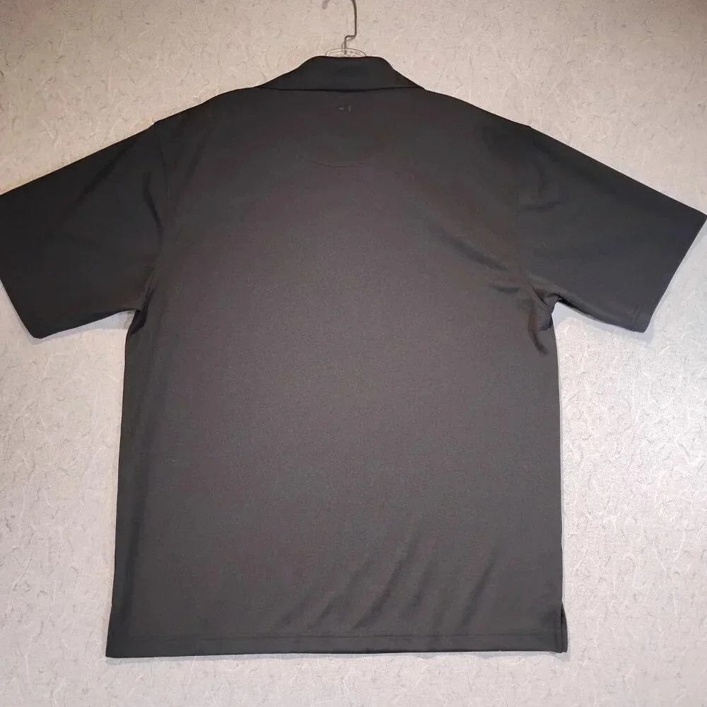 Grand Slam Golf Men's Black & Blue Short Sleeve 2 Button Collar Polo Shirt Large - Picture 4 of 7